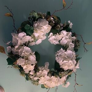 Floral Wreath with White and Green Accents
